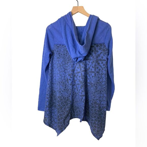 prAna Hilo Duster Blue Open Front Hooded Cardigan Sweater. Size Small - Picture 4 of 7